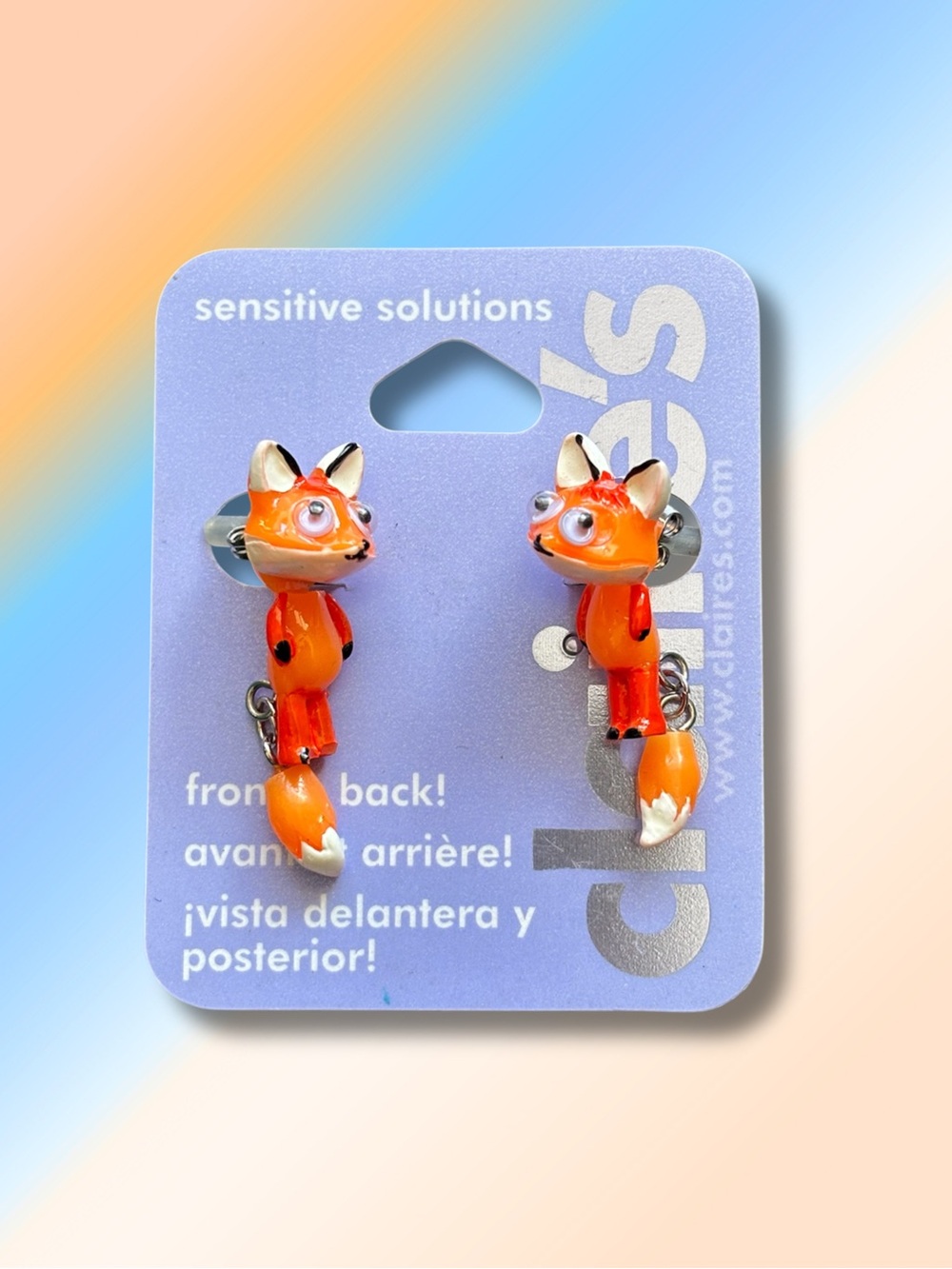 Claire’s Fox Dangle Earrings | 1.5 IN | Orange White Cute Animal